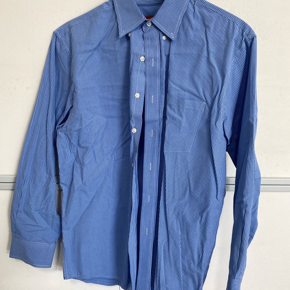 Izod Long Sleeve Men’s Button Up-blue plaid